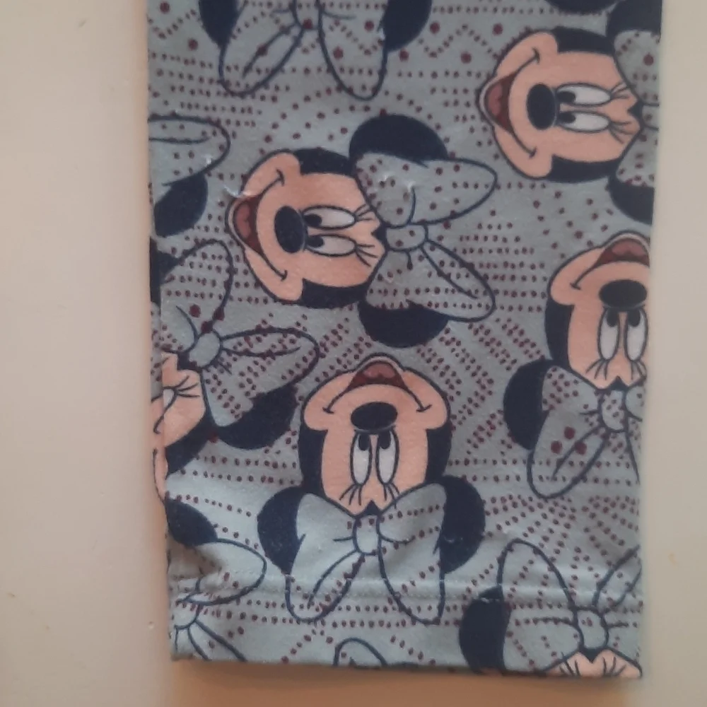 LuLaRoe Disney Minnie Mouse Kids Leggings Gray Pink L/XL